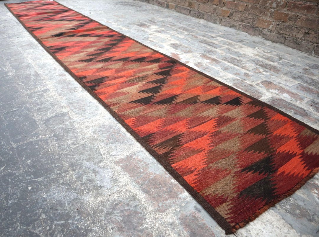 Handmade Afghan Traditional Aisle Runner Rug, Antique Flat Weave Rug 2 ...