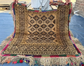 3&#39;3&quot;x3&#39;5&quot; ft, Horse Stylish saddle,Horse Cover Tribal Hand knotted Turkmen Rare Rug,Veg Dyes ,Woollen Soft Comfortable Horsing saddle Carpet