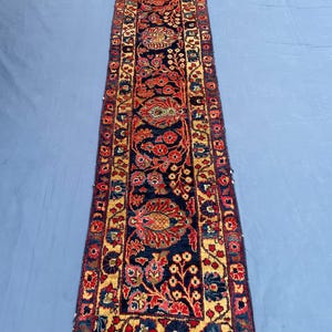 Handmade Tribal Runner Welcome Entrance Door Rug, Pile Flat Mixture Mixture Hallway Blue Antique Rug, 1.8x7 ft