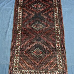 Tapete Zanjeer antigo de pelo baixo, misto, lã, raro, feito à mão (1,10 x 1,90 m)