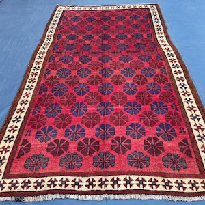 Hand Knotted Afghan Rug, Any Room Decor Rare Handmade Rug (5.5x9.3)
