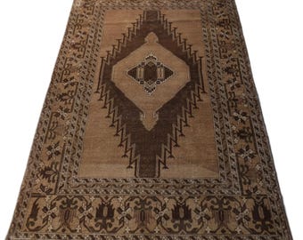 Turkmen Flooring Rug , Area Rug , Terracotta Faded Rug , Unique & Rare Rug ,3.11x6.7 ft Rug , handmade wool Rug , home decorative Tribal Rug