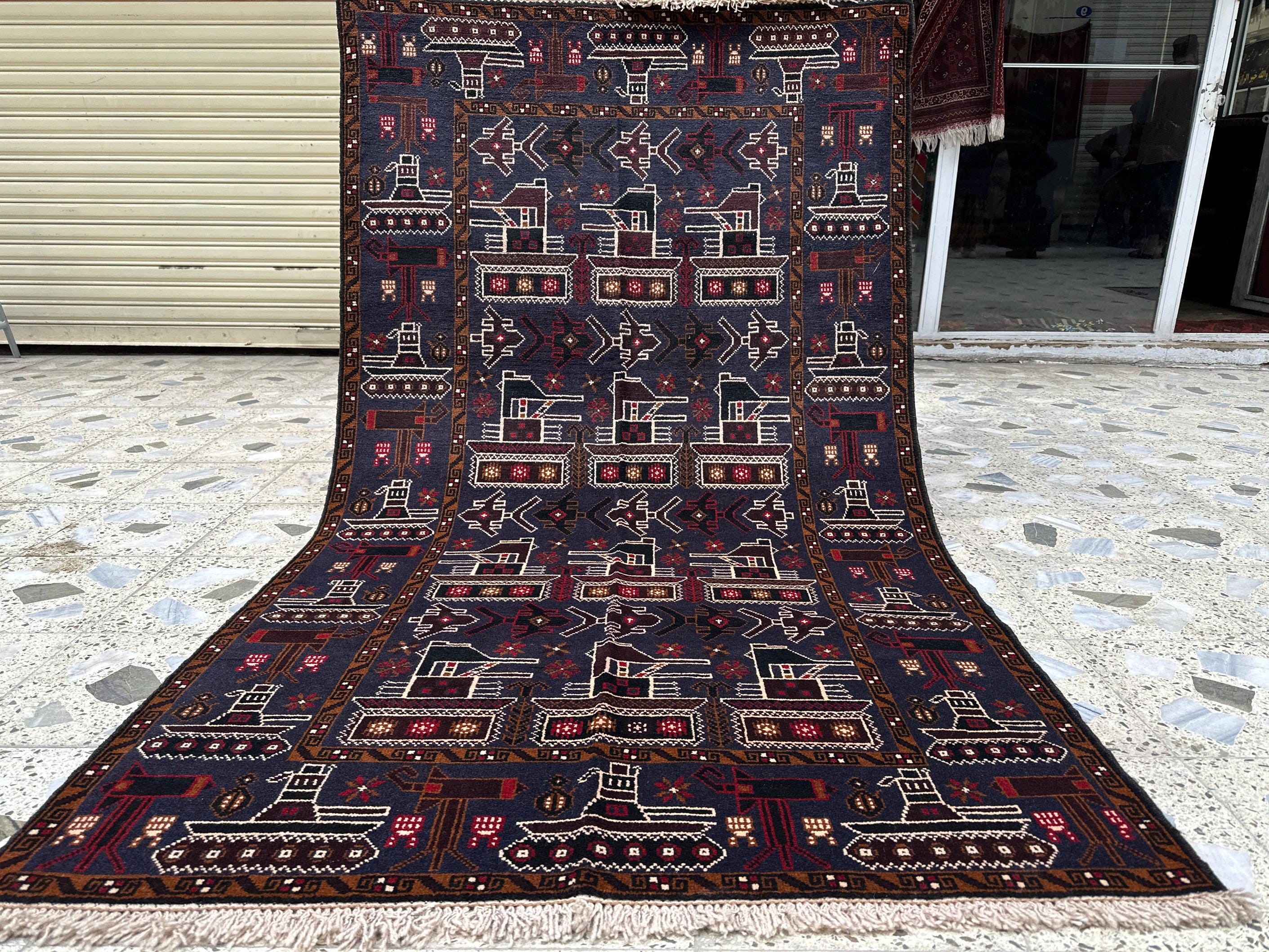 Hand-knotted Afghan War Rug, Tank AK47 Design, 4x6.10 Ft - Etsy