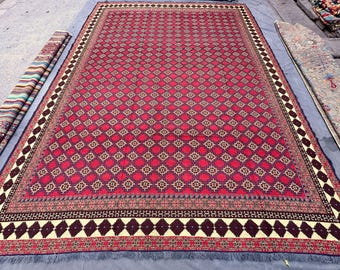 Afghanischer turkmenischer Wollteppich, antikes Tribal-Design, 30 x 45 cm