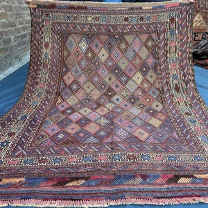 Rare Handmade Afghan Kilim Rug, Flat Weave Vintage Natural Dyes Multicolor Rug, 4.6x6 ft