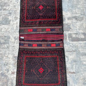 Manta tribal afgana de 2,3 x 5,4 pies, anudada a mano, para alforja, funda para caballo, ideal para bicicletas y motocicletas, resistente y de gran tamaño.
