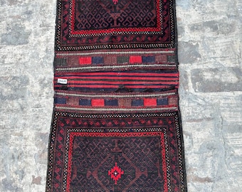2.3x5.4 ft Afghan Hand knotted Rare Tribal Vintage Saddle bag Rug, Horse Cover, Keeping Bicycle & Motorcycle budgets , Strong And Big Size