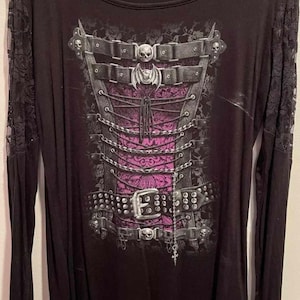 Gothic Waisted Corset Themed Lacy 2x Plus Size Shirt