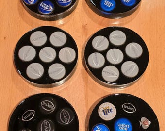 Beer Bottle Cap Resin Art Drink Coasters Home Decor Set
