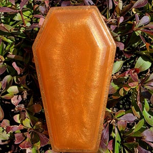 Gothic Orange Coffin Trinket Box Halloween Home Decor Resin Art