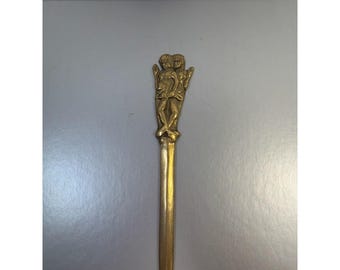 Abrecartas vintage de latón con forma de gemelos Géminis, 6,5"