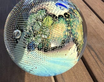 Josh Simpson 1990 Inhabited Planet - 3" w/ SPACESHIP & Bubble Net - Signed