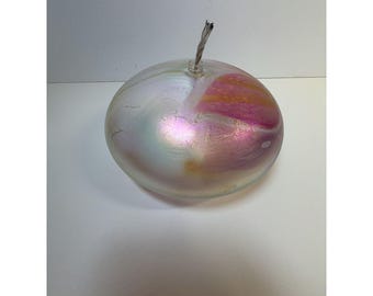 Vintage Glasshouse Signed Art Glass Iridescent Oil Lamp