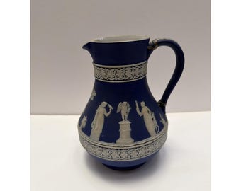 Antique Wedgwood Blue Jasperware Etruscan 7" Jug Pitcher Crack