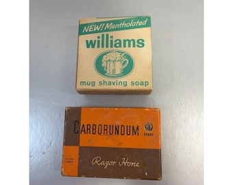 Vintage Williams Mentholated Mug Shaving Soap 1.75oz & Carborundum 104 Razor Hon