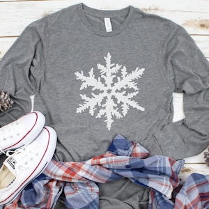 Snowflake Long Sleeve Shirt, Snowflake Shirt, Christmas Pajamas, Cute Christmas Shirt, Winter Shirt, Rustic, Matching Family Shirts,