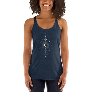 Celestial Racerback Tank, Constellation, yoga top, stars, moon, astrology,  mystical, moon phases tank, boho, hippie shirt, women's tank top