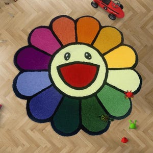 （最終価格❗️）村上隆 ラグマット カーペット 花柄 新品 未使用 期間限定】 ラグマット 村上隆 カーペット 未使用｜Yahoo!フリマ