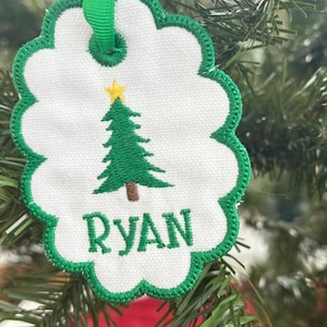 Darling embroidered Christmas tree with star Ornament (In the hoop digital file)