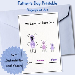 Empreinte digitale pour la fête des pères, premier cadeau de fête des pères pour un petit garçon, travaux manuels pour la fête des pères pour les enfants, cadeau pour papa, cadeaux papa, cadeau papa ours, grand-père