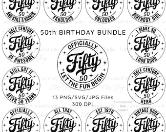 50th Birthday PNG SVG, 50th Birthday Gift For Men & Women, Aged To Perfection Svg, Limited Edition SVG | Birthday Bundle Svg, 50 Years Bday
