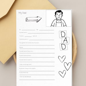 Alles über meinen Vater Fragebogen, Vatertagsgeschenk, Vatertagsarbeitsblatt, Geschenk für Papa von Kindern, Vatertagshandwerk, Opa, Papa, Onkel