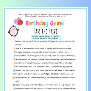 Birthday Pass The Prize Game, Pass The Prize Birthday Game, Pass The Present Poem, Kid&#39;s Birthday Party Games, Birthday Pass The Gift Game