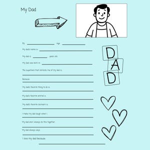 Alles über meinen Vater | Herzerwärmender Vatertags-Fragebogen: Ein besonderes Geschenk von Kindern | Vatertagsgeschenk Vatertagsgeschenk | Opa |Onkel