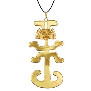 Tolima Zoomorphic Jaguar Pendant Necklace Precolumbian Jewelry 24k Gold Plated Museum Historical Reproduction Handcrafted