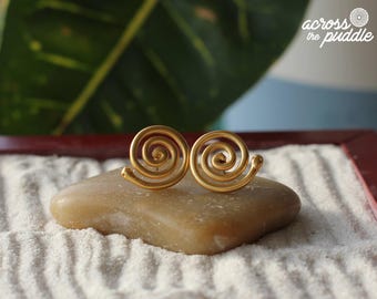 Minimalist Snake Gold Earrings • Precolumbian Jewelry • 24k GP • long Life Renewal Symbol • Museum Historical Reproduction • Drop Earrings