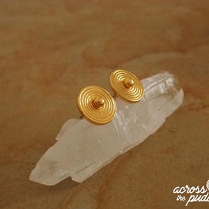 Precolumbian Spiral 0.6" Earrings - 24k Gold Plated - Long Life - Museum Reproduction