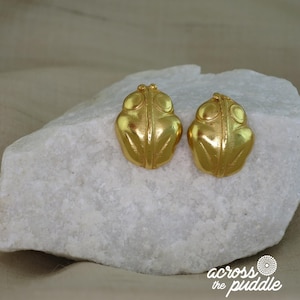 Precolumbian Frog 0.7" Earrings - 24k Gold Plated - Tairona  - Museum Reproduction