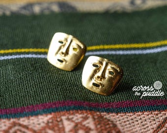 Minimalist Earrings • Precolumbian Jewelry • 24k Gold Plated • Museum Historical Reproduction • Handcrafted • Drop Earrings