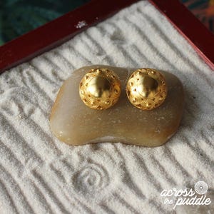 Precolumbian Dome 0.85" Earrings - 24k Gold Plated Museum Reproduction