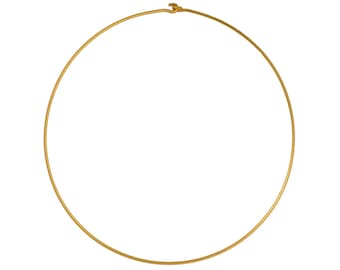 Gold Round Omega Wire Choker 24k Gold Plated 1.5 mm Gage Brass Length 17in-43cm Diameter 14cm Handcrafted Necklace