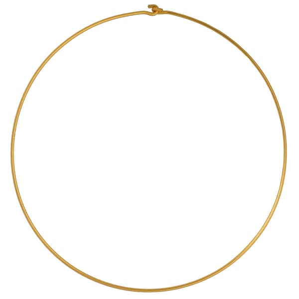 Gold Round Omega Wire Choker 24k Gold Plated 1.5 mm Gage Brass Length 17in-43cm Diameter 14cm Handcrafted Necklace