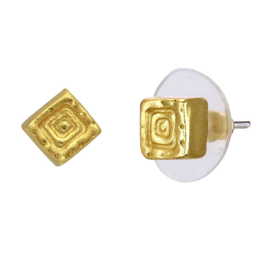 Minimalist Gold Earrings Precolumbian Jewelry 24k Gold Plated Museum Historical Reproduction