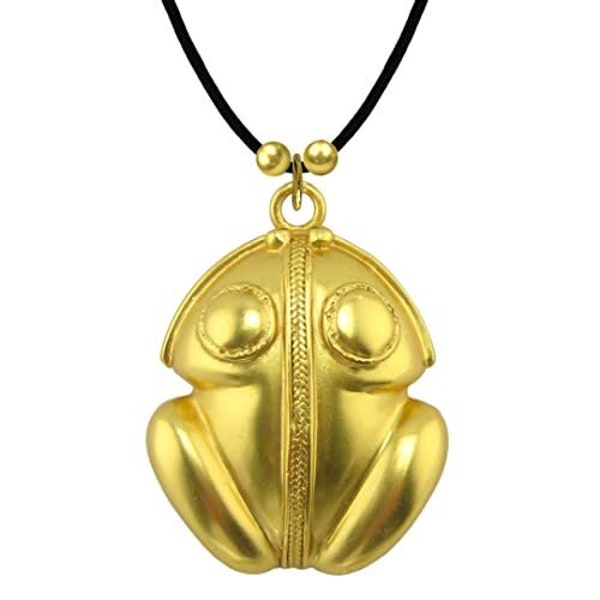 Frog Pendant (L) Animal Jewelry Precolumbian 24k Gold Plated Pre-Columbian Tairona Necklaces Handcrafted Holiday Gift for Animal Lovers