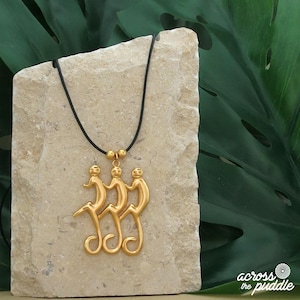 Precolumbian Monkeys 1.8" Pendant Necklace - 24k Gold Plated Museum Reproduction