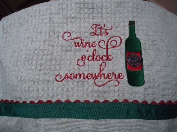 Towel Wine 5 O Clock Somewhere Kitchen Hand Towel Etsy
