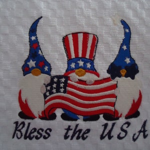 Gnomes with USA Theme  Kitchen Hand Towel