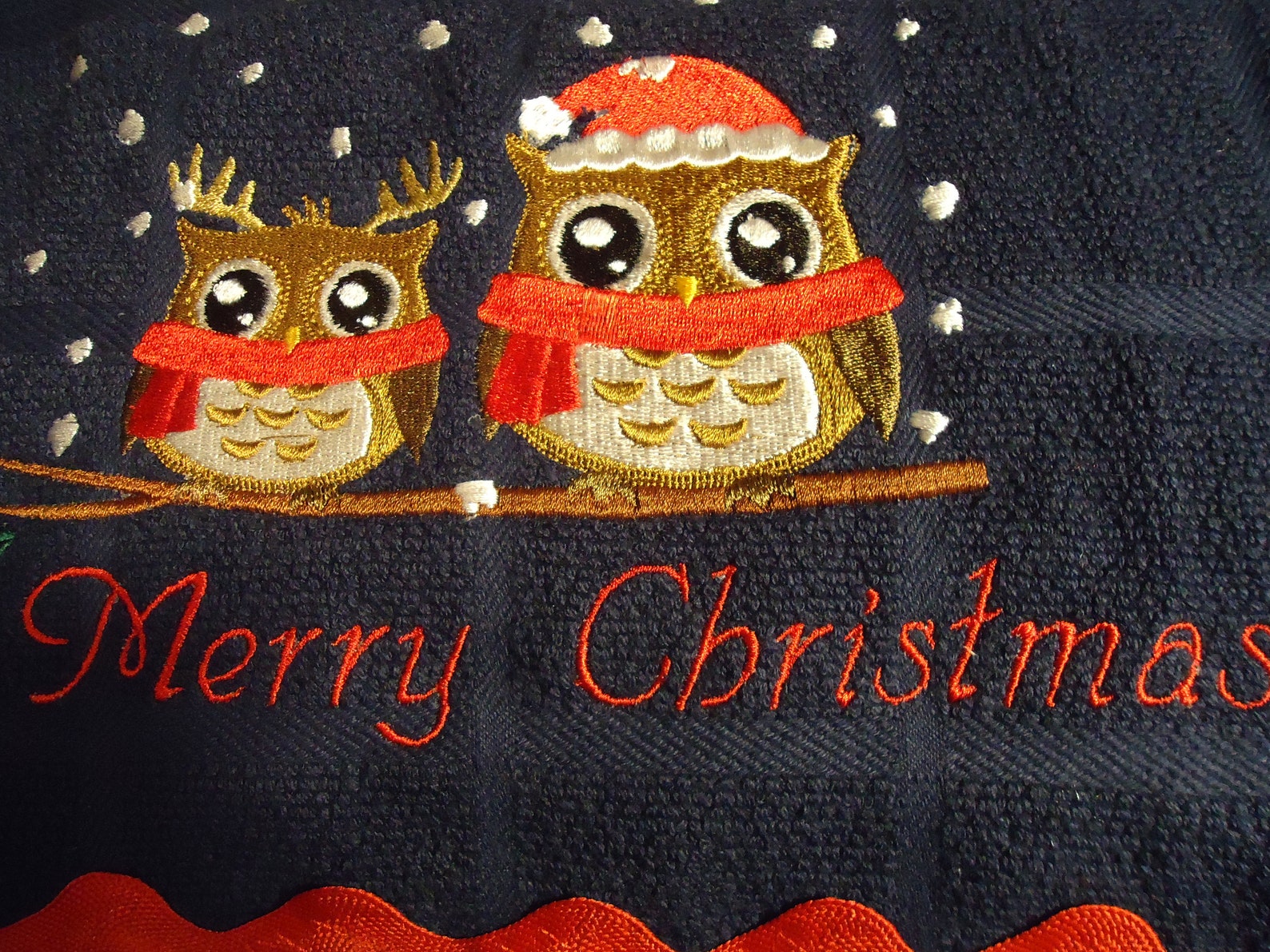 Owls Kitchen Towels Christmas Decorative Holiday Towels Etsy UK