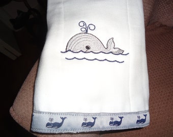 Whale Baby Burp Cloth