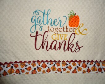 Thanksgiving Kitchen Towel with Pumpkin