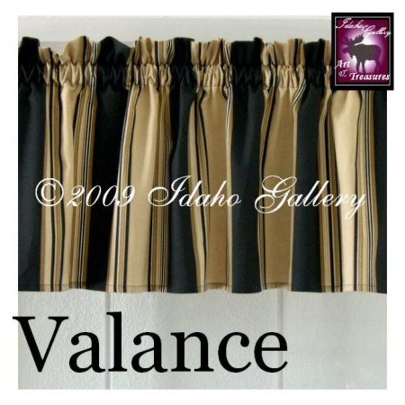 Home Decor Black Tan Cream Stripe Short Valance Curtain by Etsy