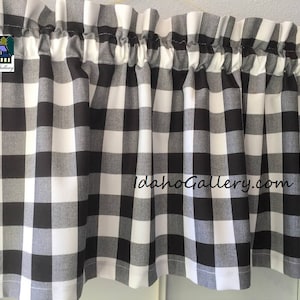 Black and White 1" Buffalo Check Gingham Farmhouse Country KItchen Curtain 14" x 43" Retro Style Valance with Free Ship Option Idaho Gallery