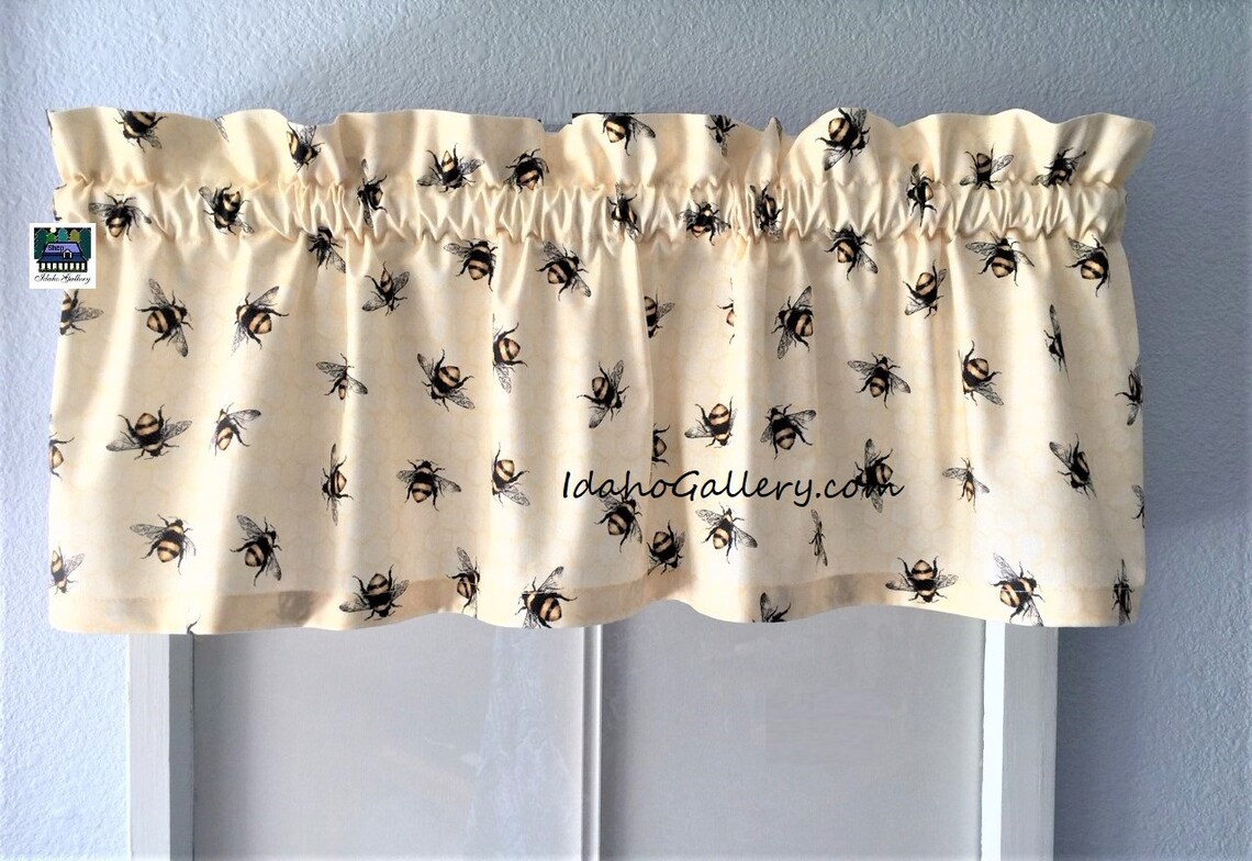 Bee Valance Big Bumble Bee Curtain Bee Collectors Pale Yellow Etsy