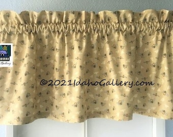 Bee Valance, Tan Khaki Color, Bumble Bee Curtain, Bee Collectors, Kitchen Curtain, Save the Bees 14" L x 41" W, Cute Bee Curtain
