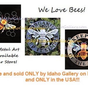 The Original Keeper of the Bees, Made in USA, Bees, Metal Wall Art, Beekeeper Indoor-Outdoor Stainless, Natural Steel Art Idaho Gallery image 2