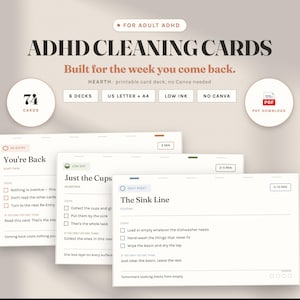 Tarjetas de limpieza para TDAH, mazo imprimible para reiniciar el hogar, no se necesita Canva (descarga en PDF)